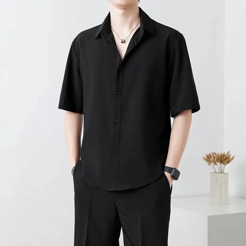 "Summer New Korean Men's Shirt – Fashionable, Breathable & Business Casual Short Sleeve"