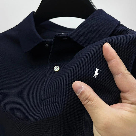 2025 High quality men's business polo shirt embroidered with original logo, men's summer T-shirt street fashion brand polo shirt