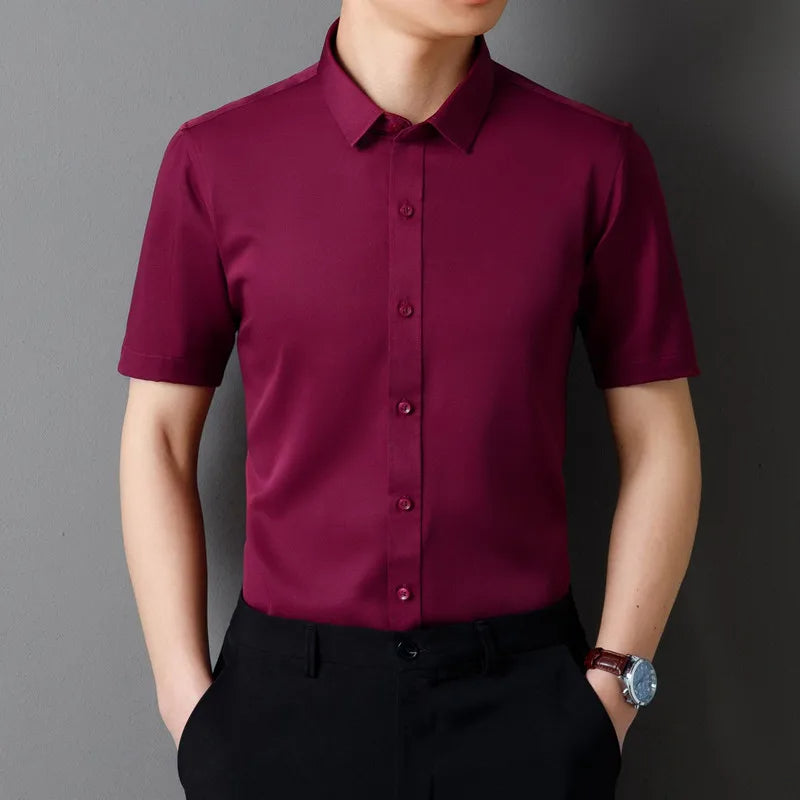 "Men's Summer Office Shirt – Latest Short Sleeve, Anti-Wrinkle, Soft & Pocket-Free Design"