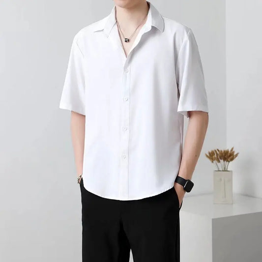 "Summer New Korean Men's Shirt – Fashionable, Breathable & Business Casual Short Sleeve"