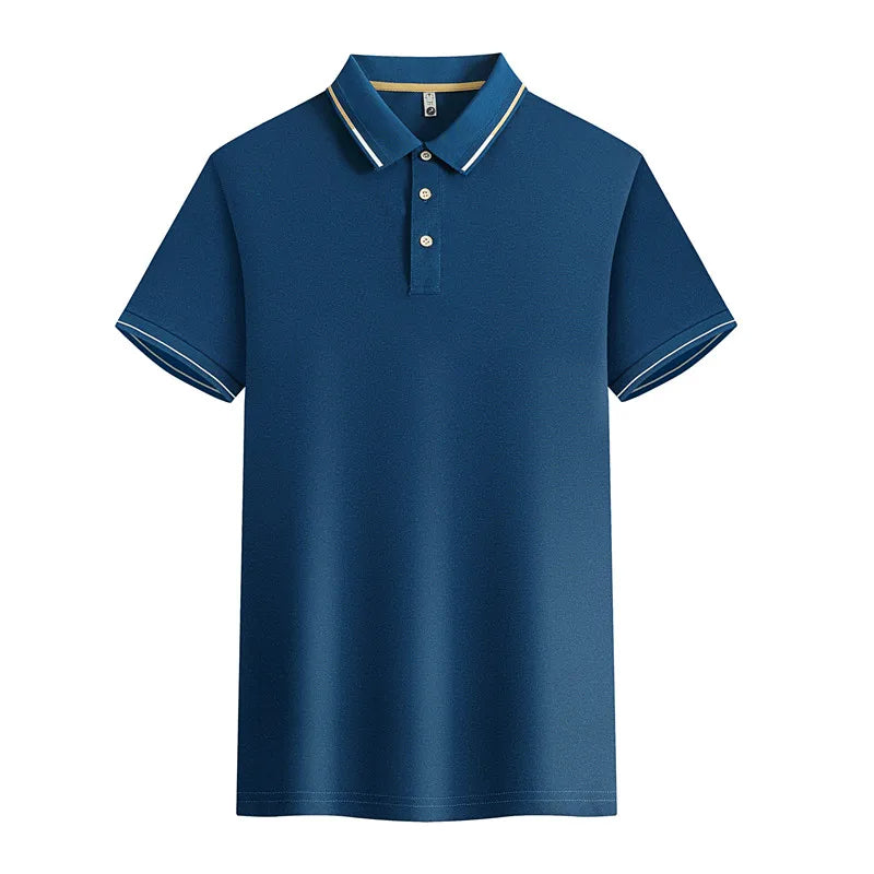 Polo Shirt mens Summer New Mens Short Sleeve Polo Shirt synthetic fiber Men's Business Casual Polo Shirt