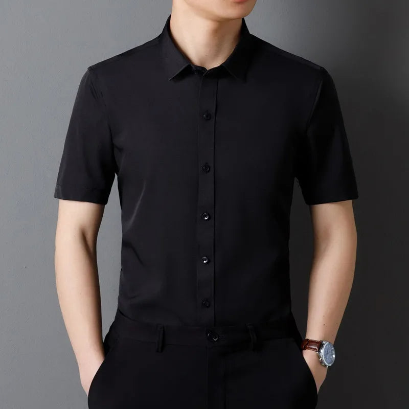 "Men's Summer Office Shirt – Latest Short Sleeve, Anti-Wrinkle, Soft & Pocket-Free Design"