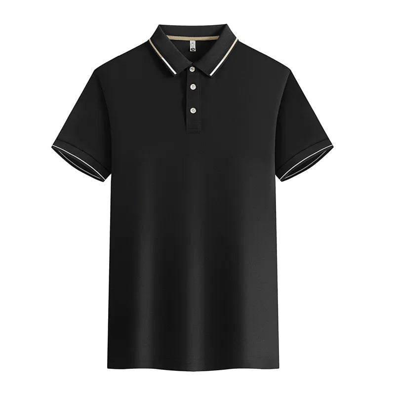 Polo Shirt mens Summer New Mens Short Sleeve Polo Shirt synthetic fiber Men's Business Casual Polo Shirt