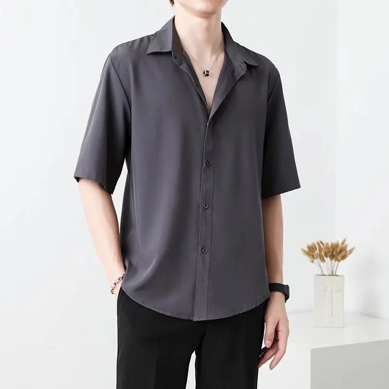 "Summer New Korean Men's Shirt – Fashionable, Breathable & Business Casual Short Sleeve"