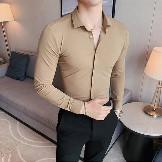 "Men's Top-Quality Slim Fit Long Sleeve Shirts – Luxury Casual & Formal Wear"