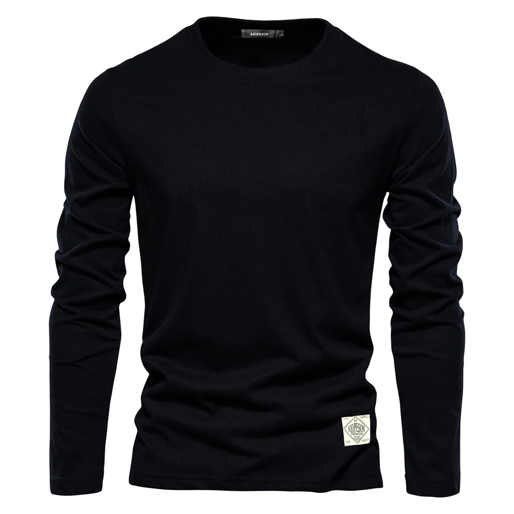 Men's Long Sleeve Solid T-Shirt – Classic Casual Spring Top, High-Quality