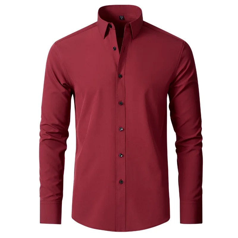 "Men's Slim Fit Long Sleeve Dress Shirts – Casual & Formal Solid Color Fashion"