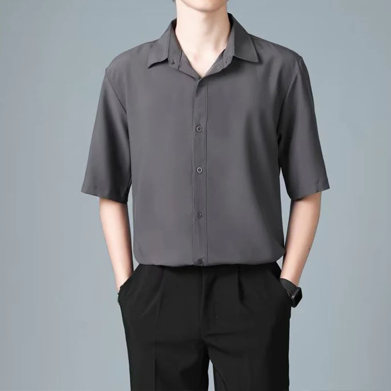 "Summer New Korean Men's Shirt – Fashionable, Breathable & Business Casual Short Sleeve"