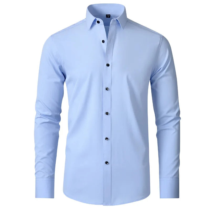 "Men's Slim Fit Long Sleeve Dress Shirts – Casual & Formal Solid Color Fashion"