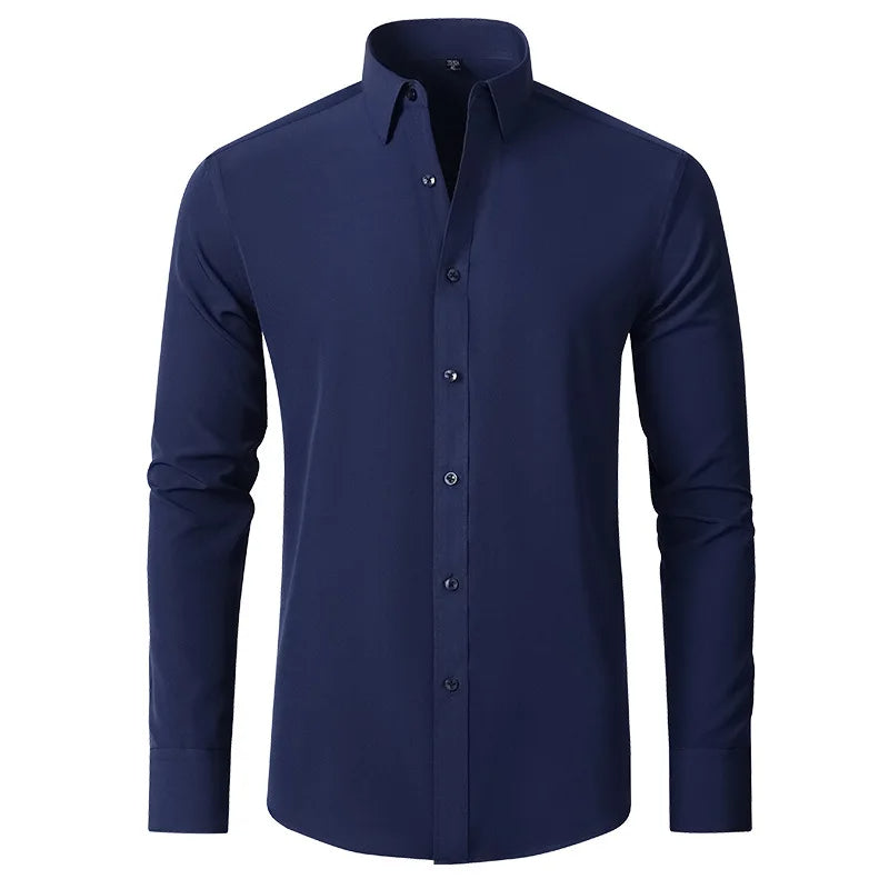 "Men's Slim Fit Long Sleeve Dress Shirts – Casual & Formal Solid Color Fashion"