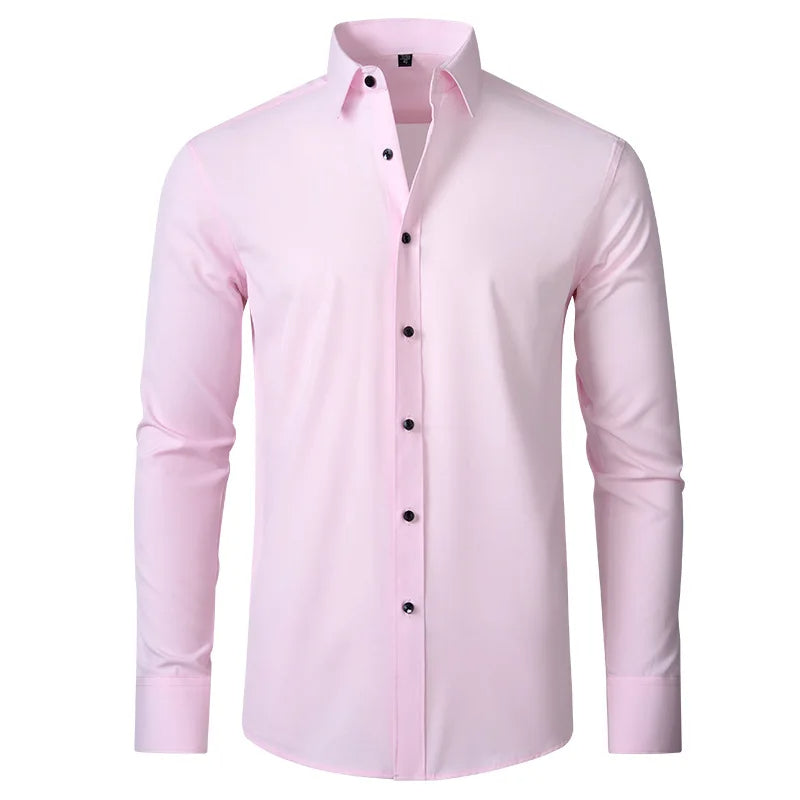 "Men's Slim Fit Long Sleeve Dress Shirts – Casual & Formal Solid Color Fashion"