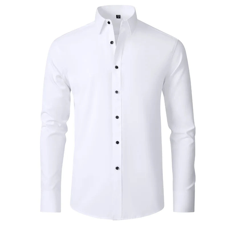 "Men's Slim Fit Long Sleeve Dress Shirts – Casual & Formal Solid Color Fashion"